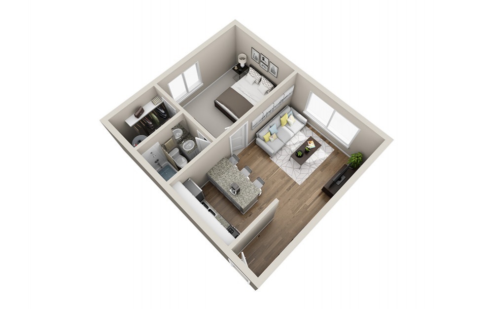 One Bedroom Renovated - 1 bedroom floorplan layout with 1 bath and 672 square feet (1st floor 2D)